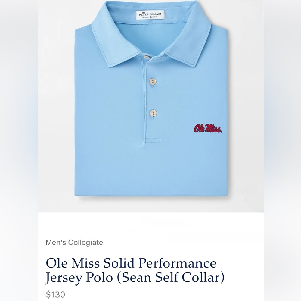 PETER MILLAR Ole Miss Solid Performance
Jersey Polo (Sean Self Collar)